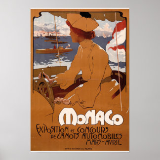 Affiche Monaco Exposition et concours de automobile 1900