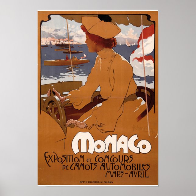 Affiche Monaco Exposition et concours de automobile 1900 (Devant)