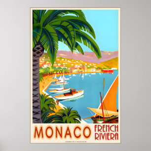 Affiche Monaco French Riviera Côte d'Azur France Voyage
