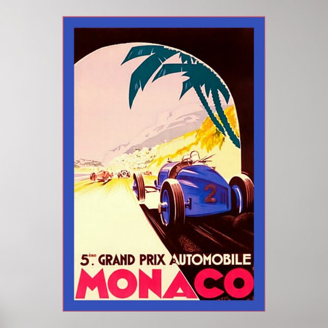 Affiche Monaco ~ Grand Prix ~Vintage voyage (Devant)