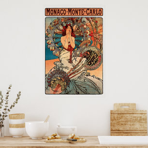 Affiche Monaco Monte Carlo Alphonse Mucha Art Vintage