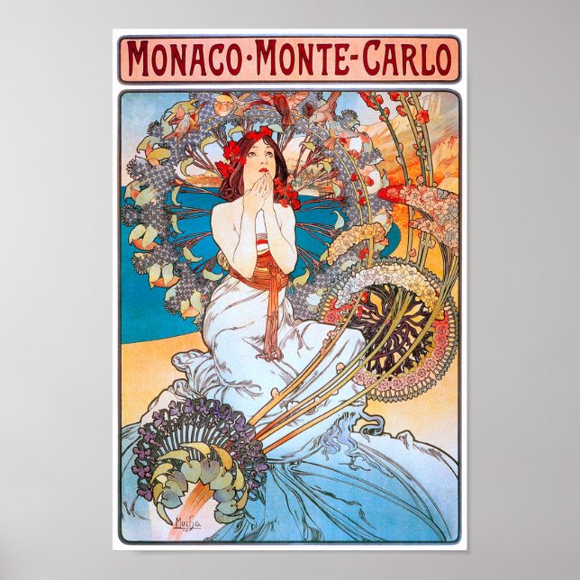 Affiche Monaco, Monte-Carlo, Mucha (Devant)