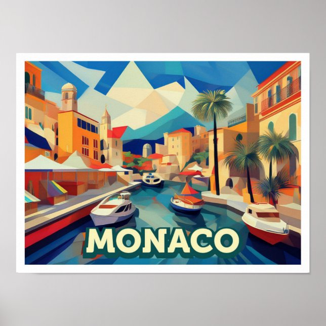 Affiche Monaco Voyage artistique coloré (Devant)