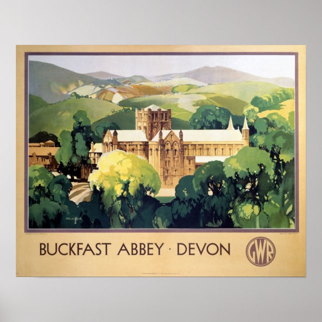 Affiche Monastère de l'abbaye de Buckfast vintage Chemins  (Devant)