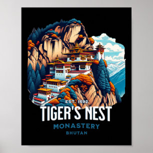 Affiche Monastère du nid de tigre Bhoutan Paro Culture him