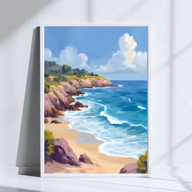 Affiche Monday in Malibu | Beach Cliffs CA Travel  (Créateur téléchargé)