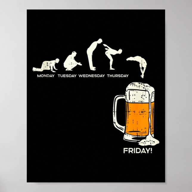 Affiche Monday To Friday Beer Funny Work Week Drinking Tea (Devant)