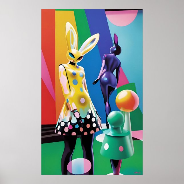 Affiche Monde de lapin psychédélique (Devant)