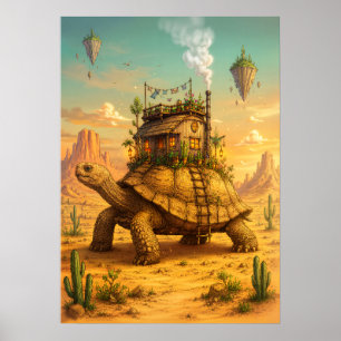 Affiche Monde Fantastique Désertique Fantaisiste Maison To