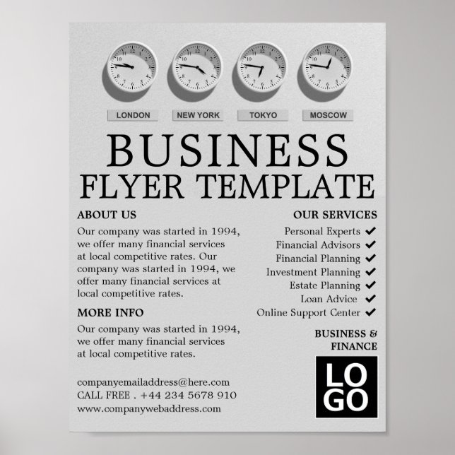 Affiche Monde Horloges, affaires et finance Publicité (Devant)