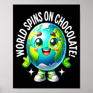 Affiche Monde tourne au chocolat drôle mignon terre nourri