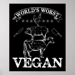 Affiche Mondes les plus mauvais Vegan Viande BBQ poulet po