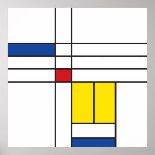 Affiche Mondrian II Design d'Art Moderne Minimaliste De St