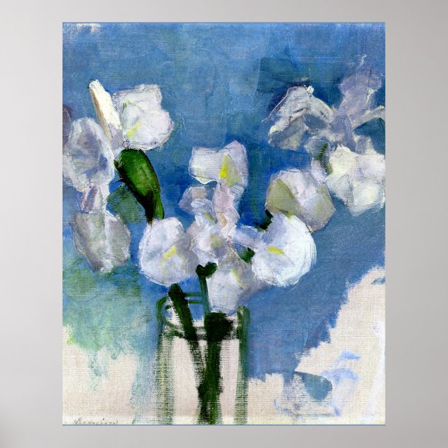 Affiche Mondrian - Irises blanches (Devant)