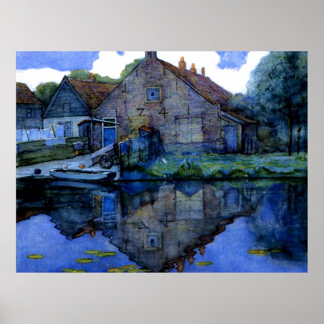 Affiche Mondrian - Maison sur la Gein, (Devant)