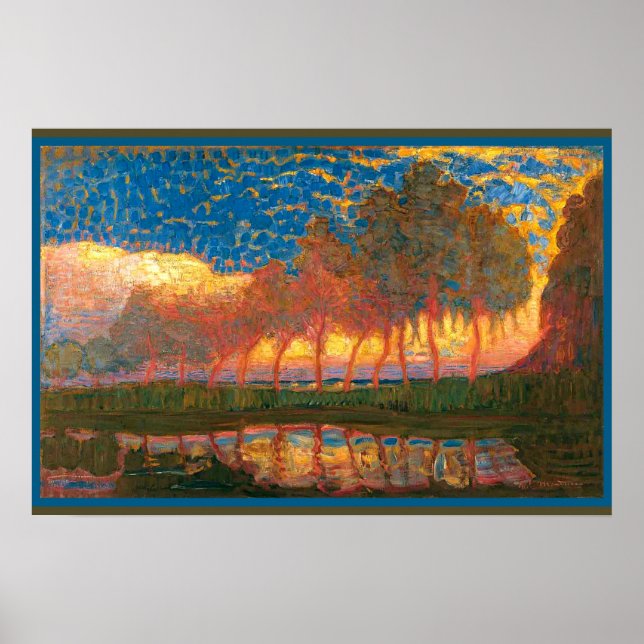 Affiche Mondrian - Rangée de onze peupliers, (Devant)