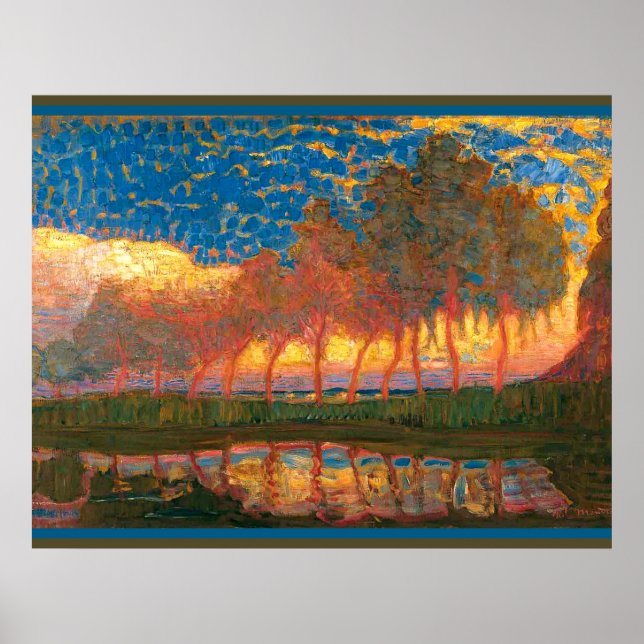 Affiche Mondrian - Rangée de onze peupliers (Devant)