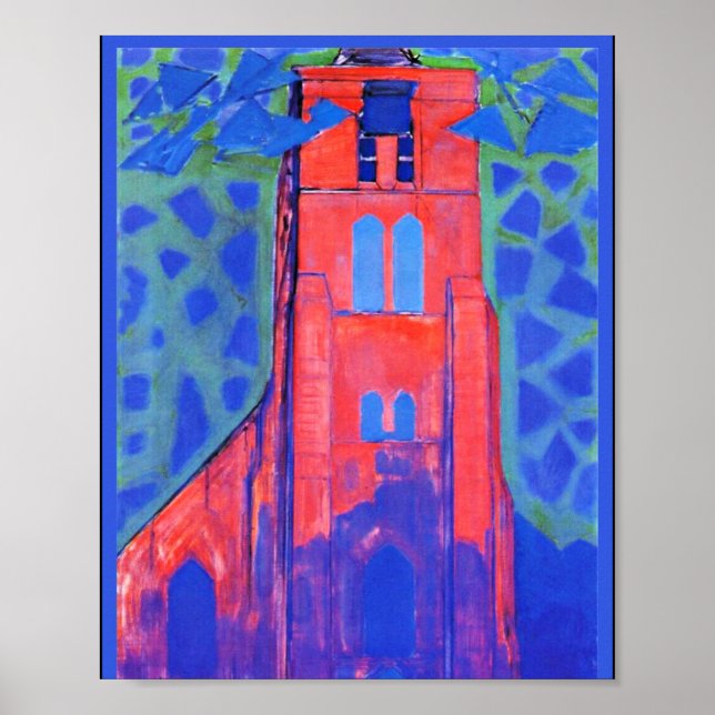 Affiche Mondrian - Tour de l'église à Domburg (Devant)