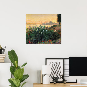 Affiche Monet - Argenteuil, Fleurs au Bord de la Rivière
