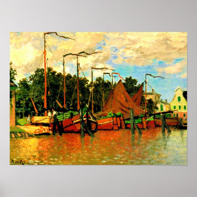 Affiche Monet - Bateaux à Zaandam, célèbre peinture (Devant)