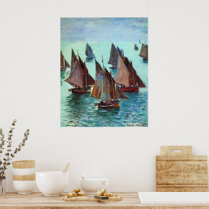 Affiche Monet - Bateaux de Pêche, Mer Calme,