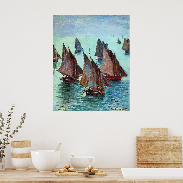 Affiche Monet - Bateaux de Pêche, Mer Calme, (Cuisine)