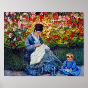 Affiche Monet Camille et enfant dans le jardin de l'artist