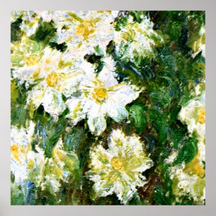 Affiche Monet - Clematis blanc, célèbre peinture florale