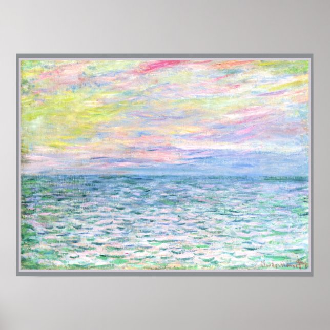 Affiche Monet - Coucher de soleil à Pourville (Devant)