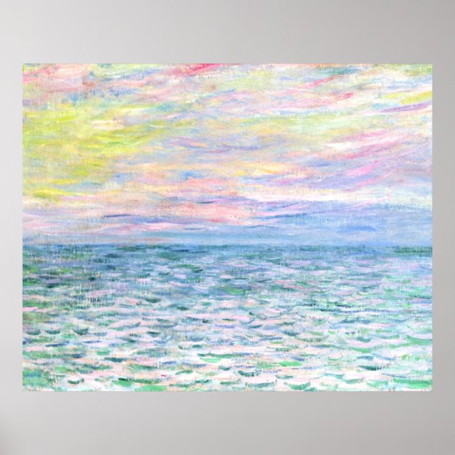 Affiche Monet - Coucher de soleil à Pourville, art (Devant)