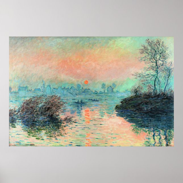 Affiche Monet - Coucher de soleil sur la Seine (Devant)