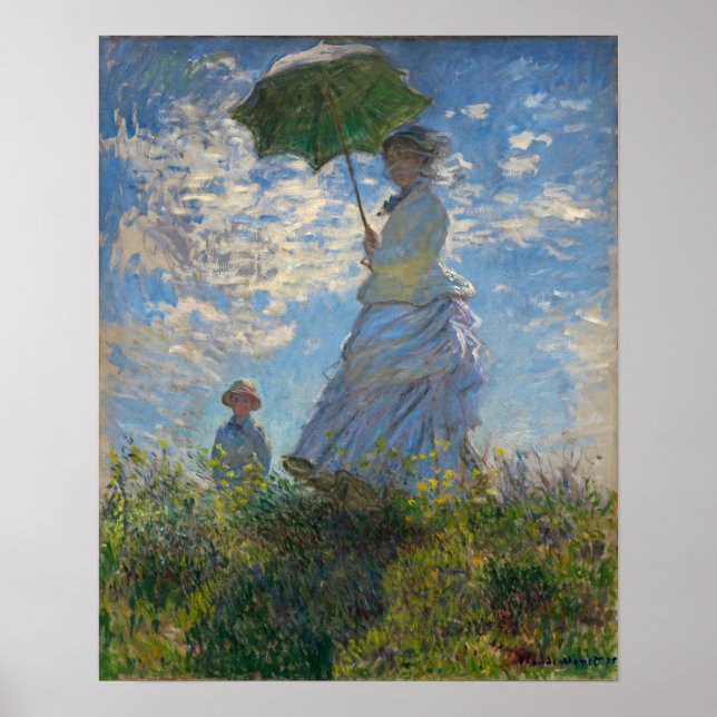 Affiche Monet - Femme avec un parasol, Madame Monet et son (Devant)