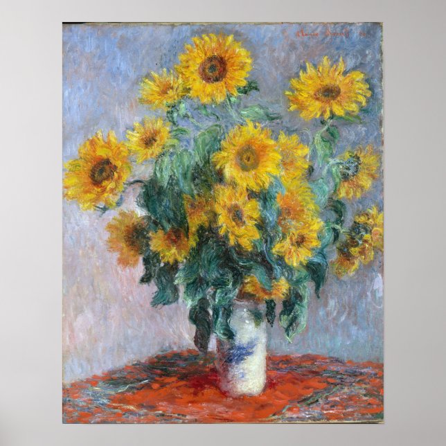 Affiche Monet France Bouquet Tournesols Impressionniste Pe (Devant)