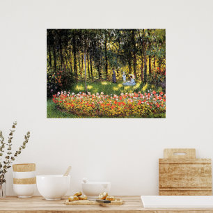 Affiche Monet - La famille de l'artiste dans le jardin