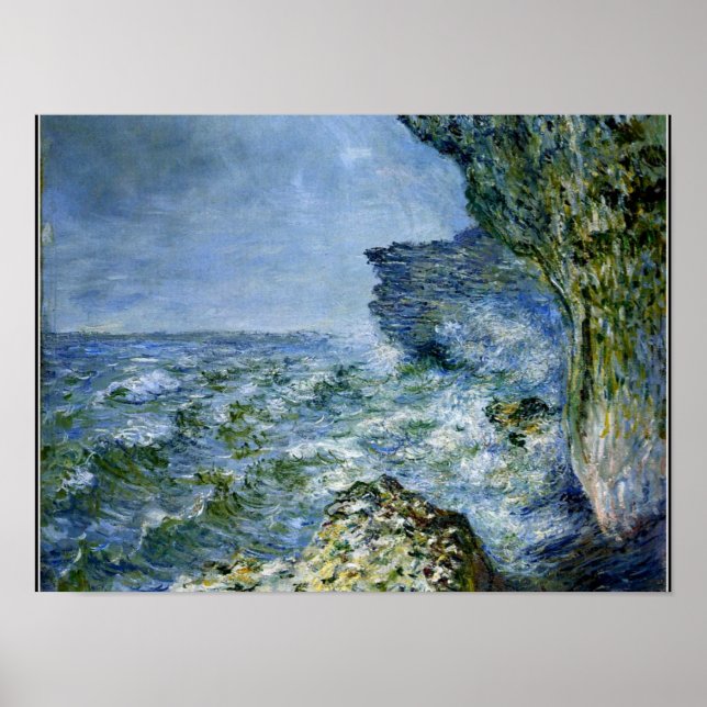 Affiche Monet - La Mer à Fécamp, oeuvre d'impressionnisme (Devant)