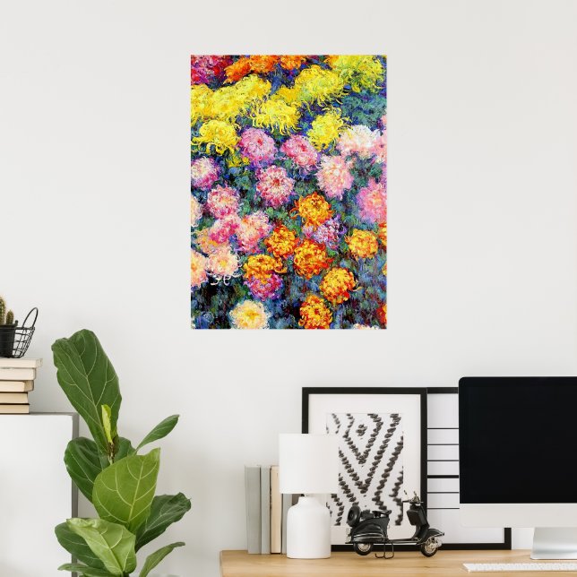 Affiche Monet - Lit de Chrysanthèmes, (Bureau à domicile)