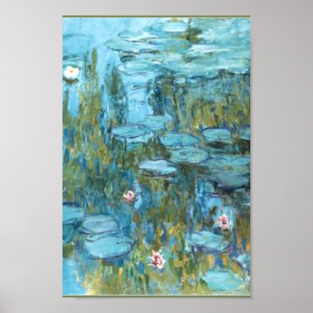Affiche Monet - Lys d'eau (turquoise), (Devant)