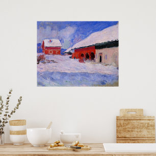 Affiche Monet - Maisons rouges à Bjornegaard