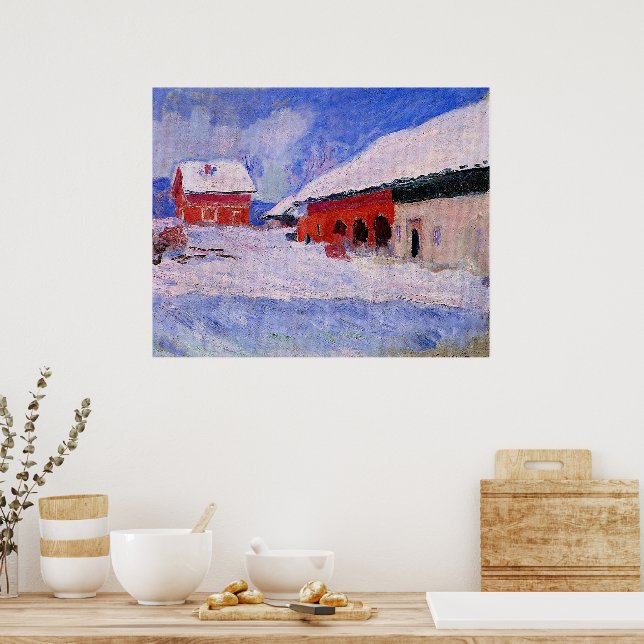 Affiche Monet - Maisons rouges à Bjornegaard (Cuisine)