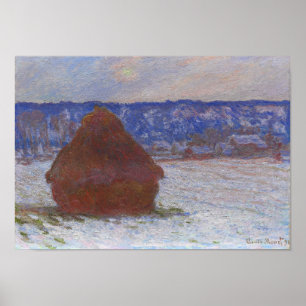 Affiche Monet - Meule de blé (effet de neige, jour couvert