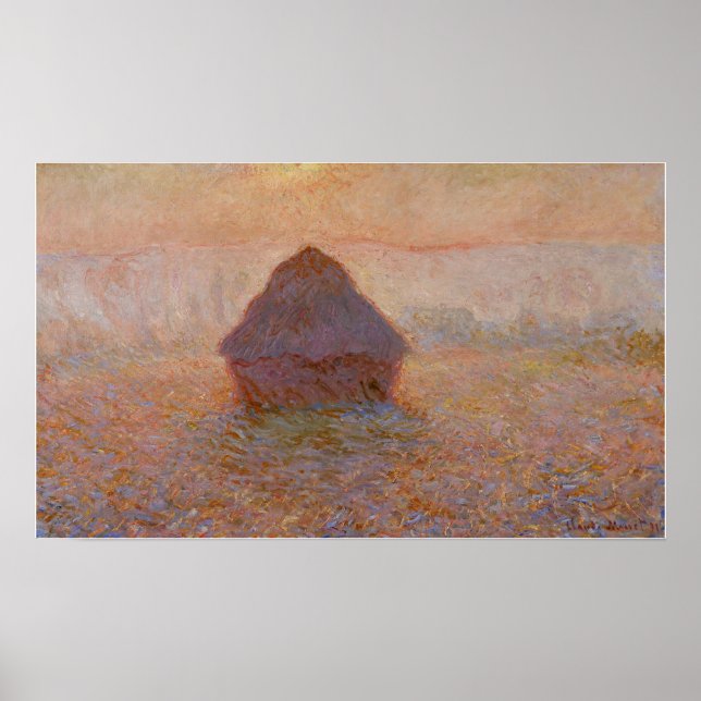 Affiche Monet - Meule de foin, soleil dans la brume (Devant)
