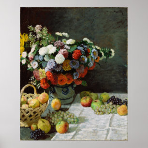 Affiche Monet - Nature morte avec fleurs et fruits