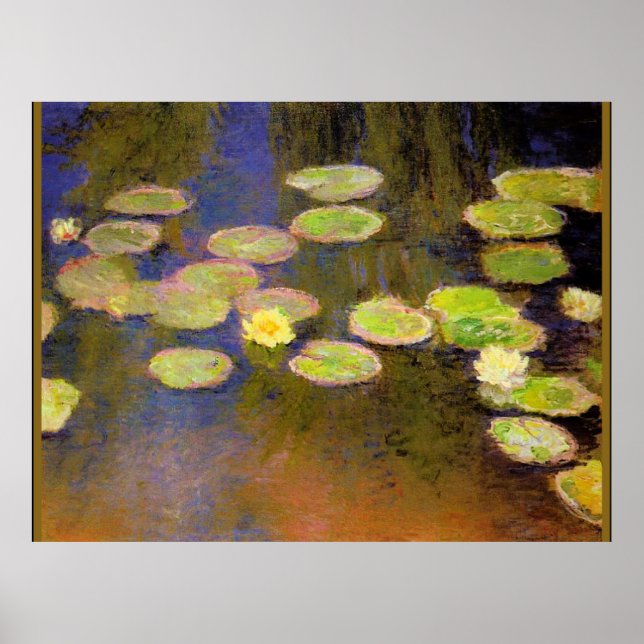 Affiche Monet - Nymphes d'eau (jaune), peinture populaire (Devant)