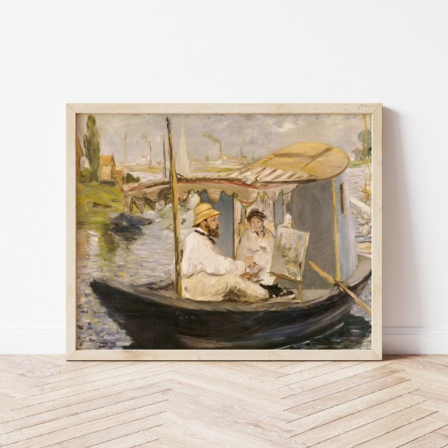 Affiche Monet Peinture dans son Studio Boat | Édouard Mane (Créateur téléchargé)