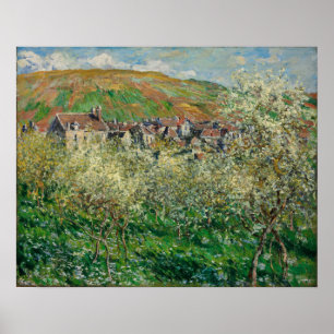 Affiche Monet - Plum Trees à fleurs