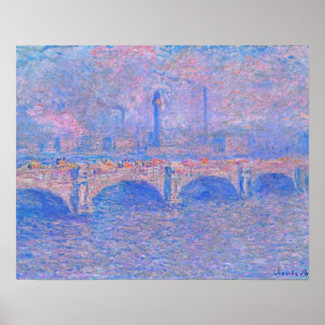 Affiche Monet - pont Waterloo, effet de lumière du soleil, (Devant)