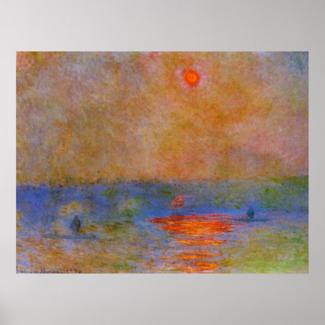 Affiche Monet - pont Waterloo, soleil dans le brouillard (Devant)