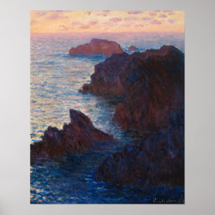 Affiche Monet - Rochers À Belle Ile Port Domois