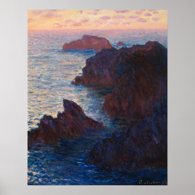 Affiche Monet - Roches à Belle Ile Port Domois (Devant)