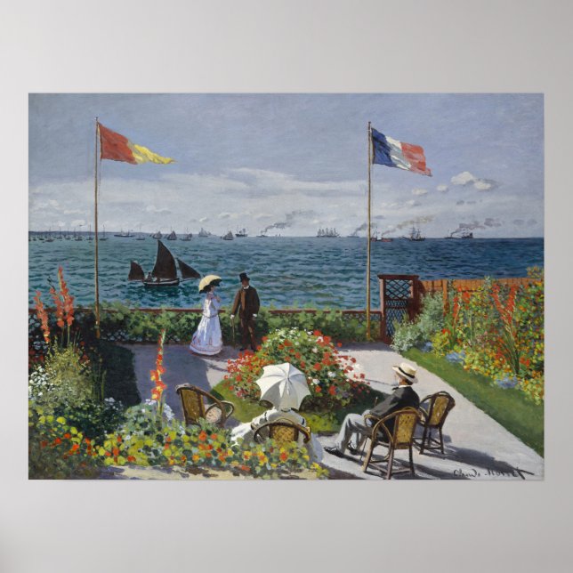 Affiche Monet Seaside Garden Blooms Classic Seascape (Devant)